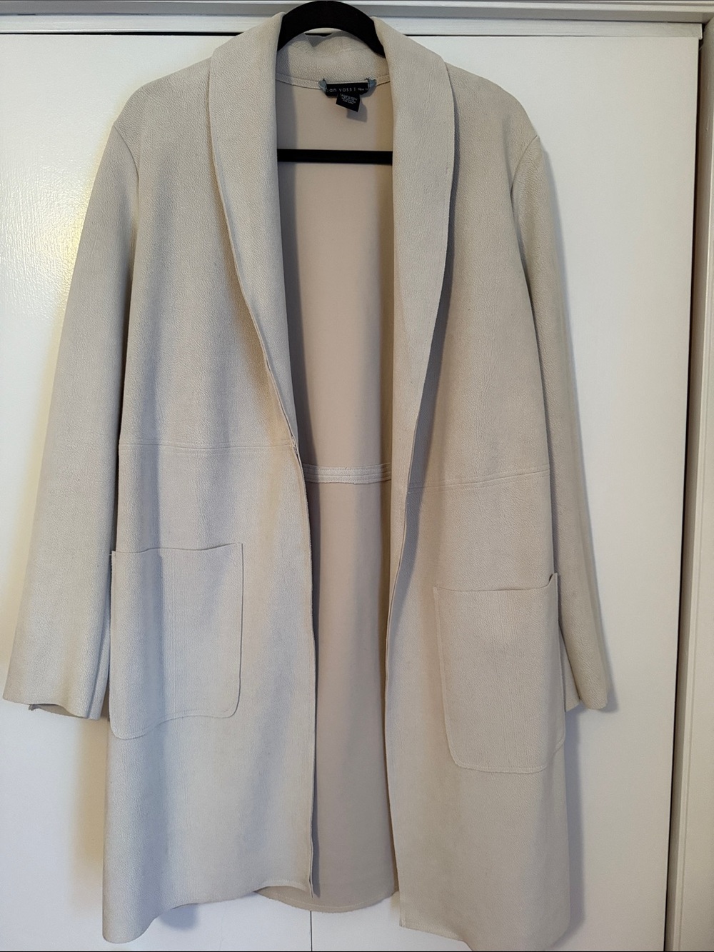 Joan Vass Light Cream Open-Front Trench Coat